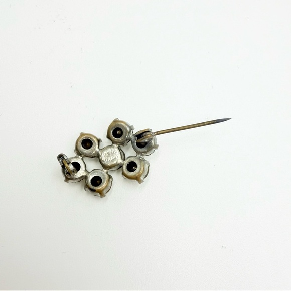 Vintage Mid Century Mini Rhinestone Silver Tone Brooch Pin Made in Germany - Picture 5 of 7